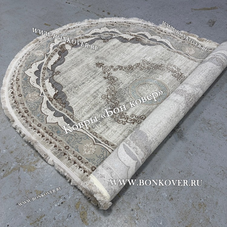 Ковер Турция Для Гостиной Дизайн 90 Серый с Голубым Овал