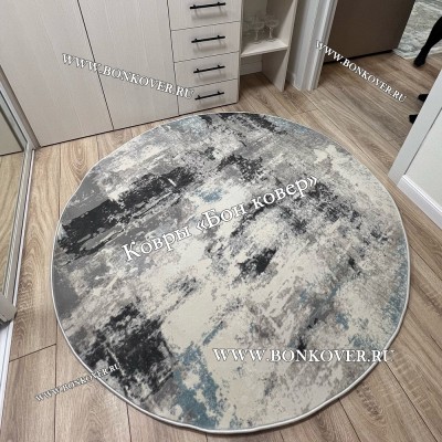 Ковер Турция Современный Дизайн 11 Серый с Голубым Круг