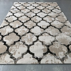 Турецкий Геометрический Ковер Арт 30361 Бежевый с Зеленым